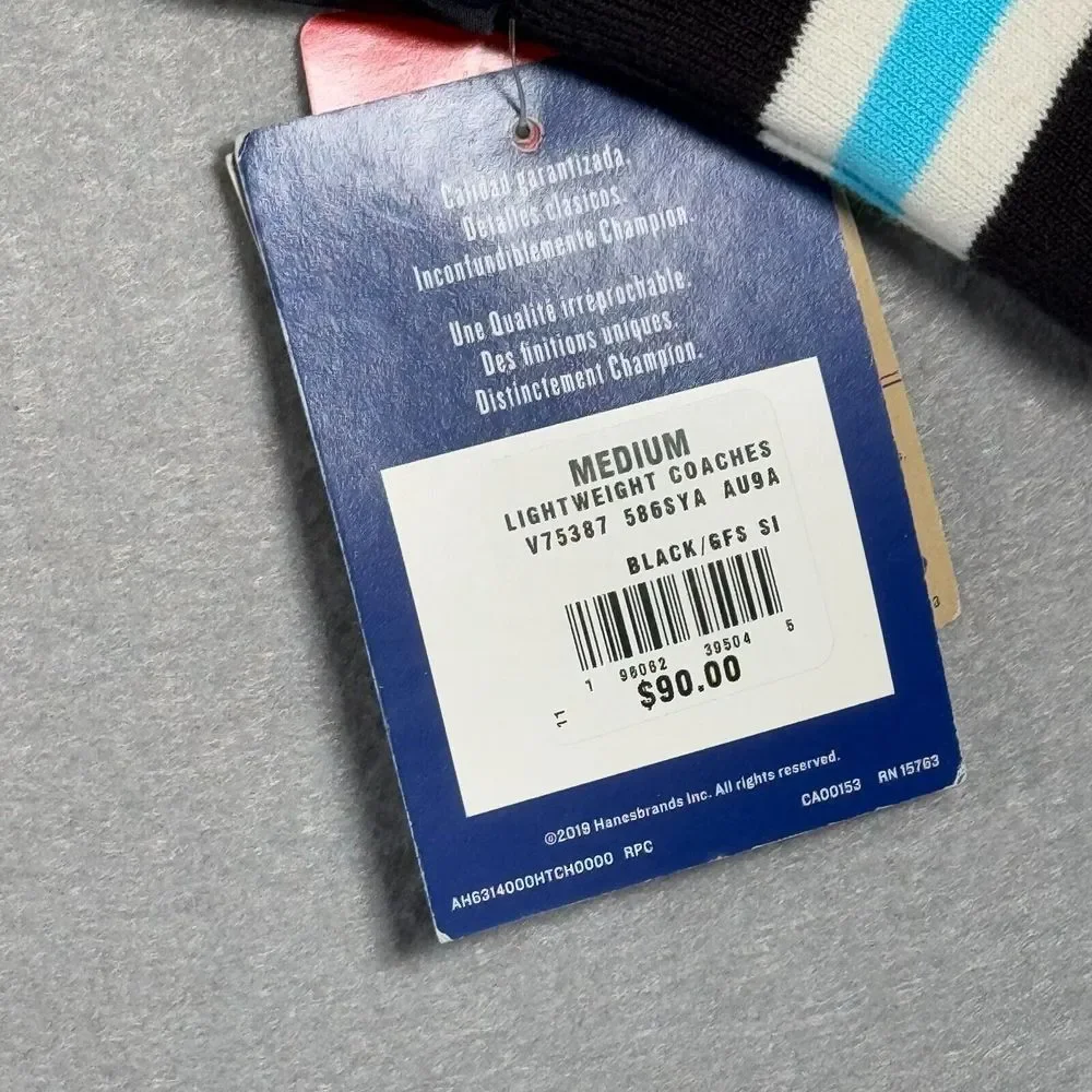 Champion Hooded Windbreaker‎ Jacket Mens Medium Standard Fit Black Fleece Hood